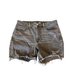 Old Navy High Rise OG Straight Denim Shorts Size 16 Black Distressed Frayed